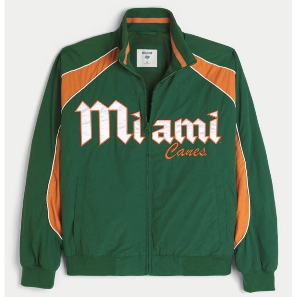 $140 University of Miami Hurricanes Graphic Windbreaker Jacket Men's Large NWT